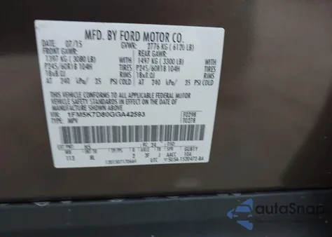 2016 Ford Explorer Xlt from USA, damaged, VIN 1FM5K7D80GGA42593